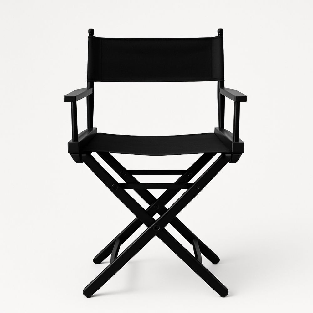 Utendørs stol i svart canvas og metall, 88 cm høy-havremoderne