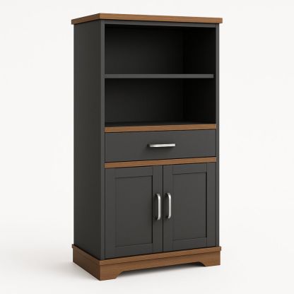 Skap med hylle MDF og sponplate svart og brun H120xB60xD30 cm-havremoderne