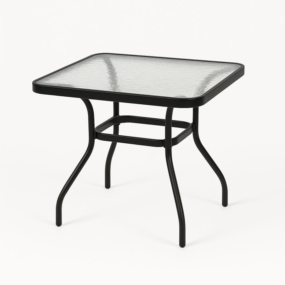 Utendørs bord med herdet glassplate 80x80x70cm svart-havremoderne