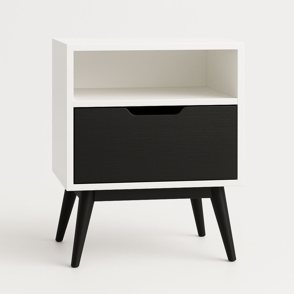 Nattbord i MDF Hvit og Svart 45x35x60cm-havremoderne