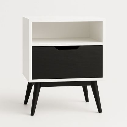 Nattbord i MDF Hvit og Svart 45x35x60cm-havremoderne