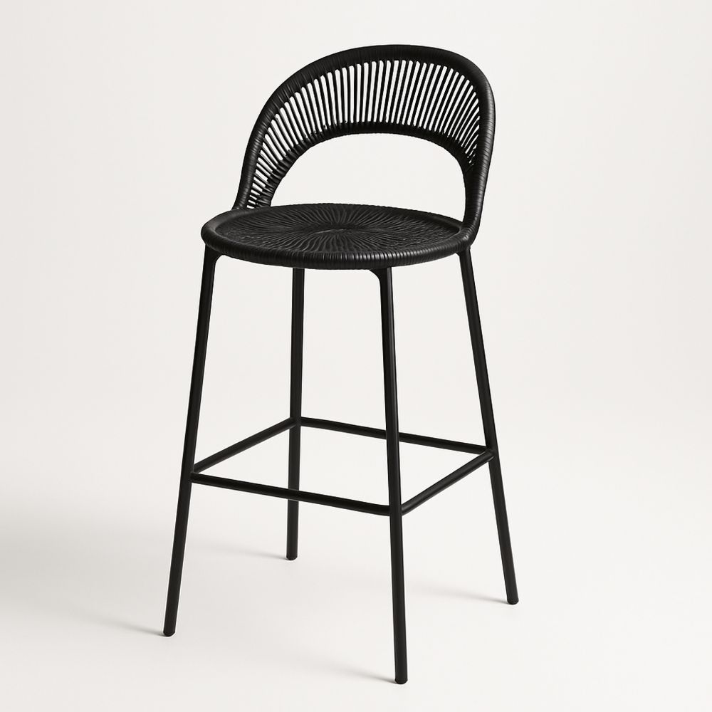 Barstol i metall og polyrotting svart-havremoderne