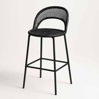 Barstol i metall og polyrotting svart-havremoderne