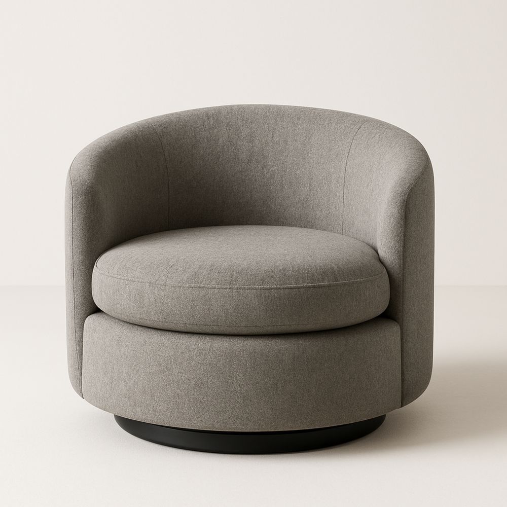 Grå lin svingstol med rund ryggstøtte-havremoderne