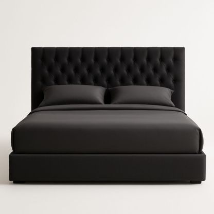 Dobbeltseng Trekk i Stoff Sort 200x160 cm med Hodegavl-havremoderne