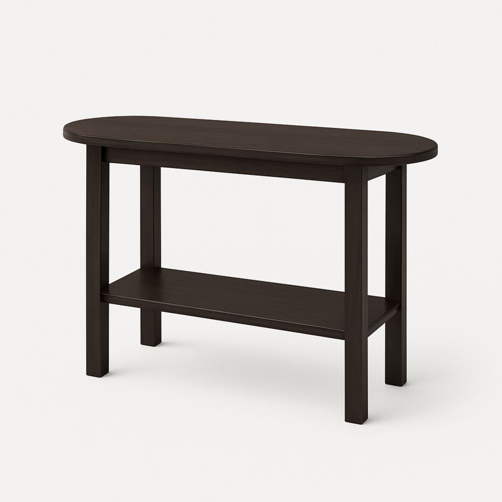 Ovalt konsollbord i mørk brun tre 120x40x75 cm-havremoderne