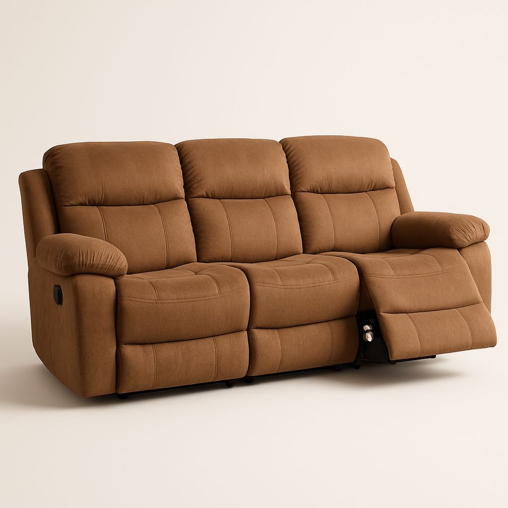 3-seters recliner sofa stoff brun-havremoderne