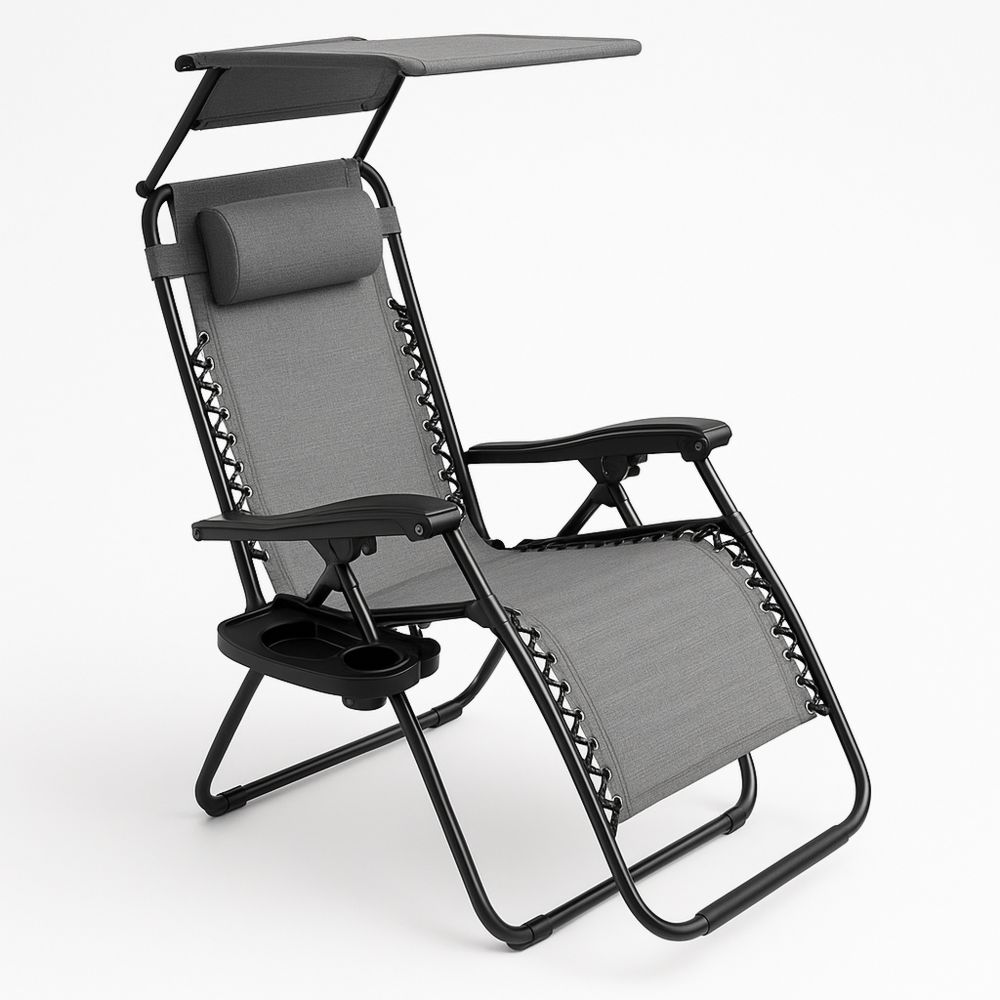 Sammenleggbar hage-liggestol med justerbar rygg og polyester grå-havremoderne