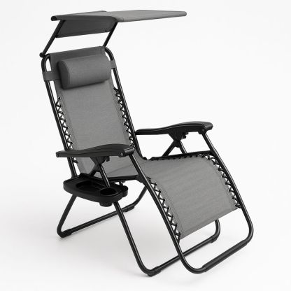 Sammenleggbar hage-liggestol med justerbar rygg og polyester grå-havremoderne