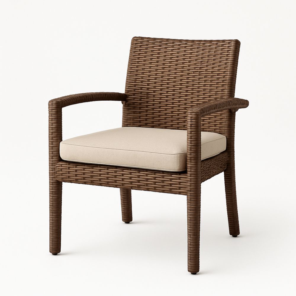 Utendørs stol i kunstrotting med pute-havremoderne