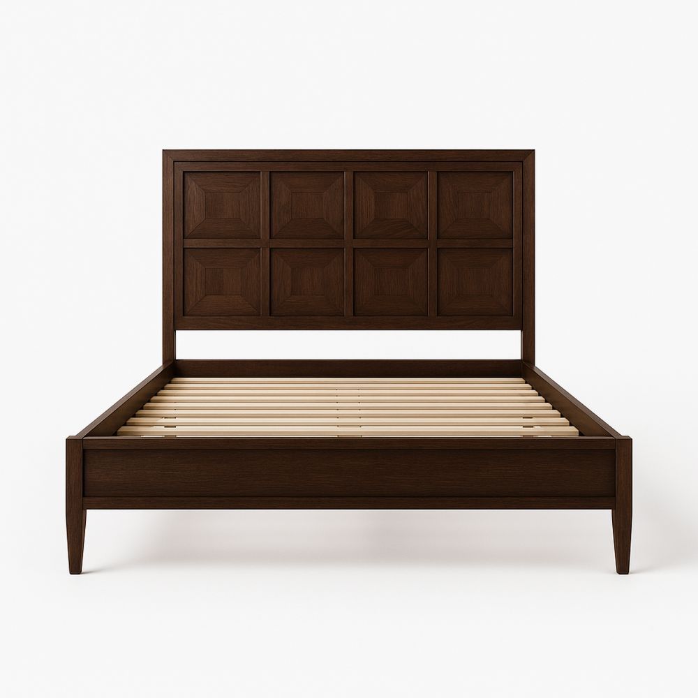 Tremateriale dobbeltseng ramme med sengegavl i brun 200x150 cm-havremoderne