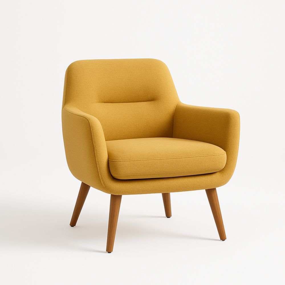 Lenestol polyester sennepsgul høyde 85 cm bredde 75 cm dybde 80 cm-havremoderne