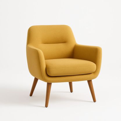 Lenestol polyester sennepsgul høyde 85 cm bredde 75 cm dybde 80 cm-havremoderne