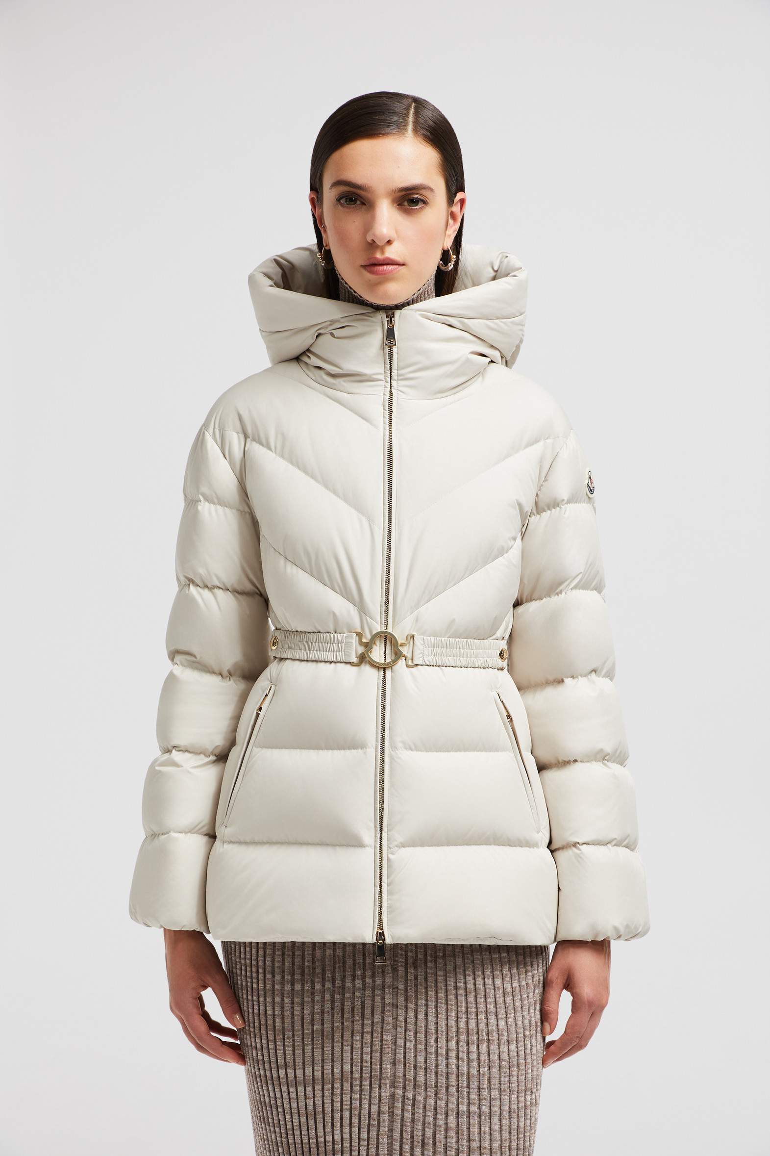 Brosse Diagonal-Quilted Hooded Short Down Jacket