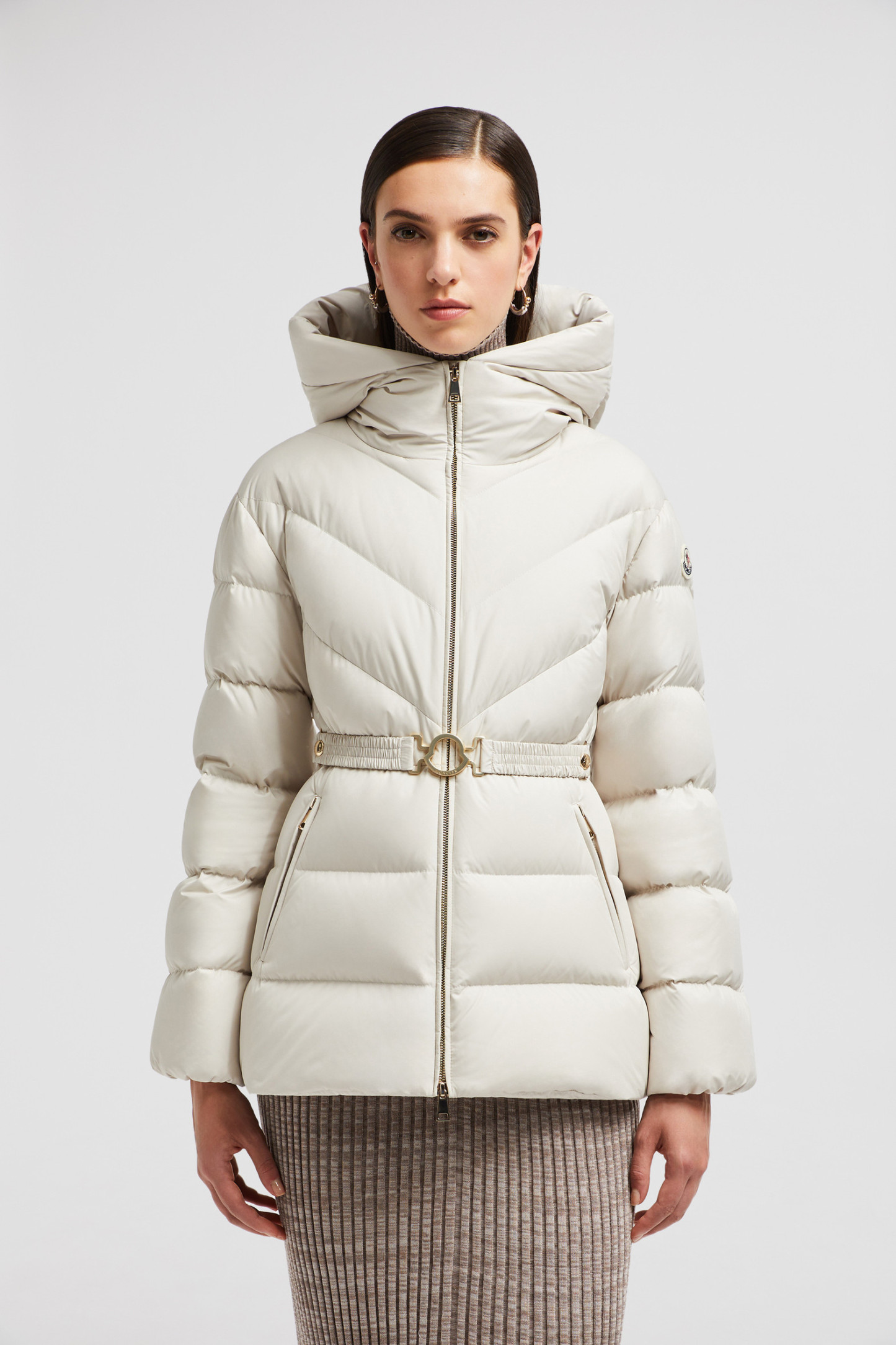 Brosse Diagonal-Quilted Hooded Short Down Jacket