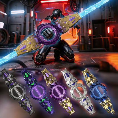 [With sparks] Spark double-edged sword, rotating fire-breathing, two-sided expansion, spark lightsaber