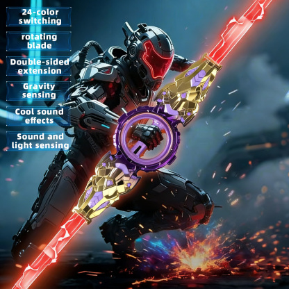 [With sparks] Spark double-edged sword, rotating fire-breathing, two-sided expansion, spark lightsaber
