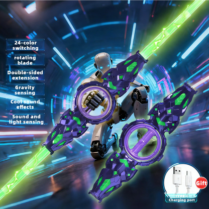 [With sparks] Spark double-edged sword, rotating fire-breathing, two-sided expansion, spark lightsaber