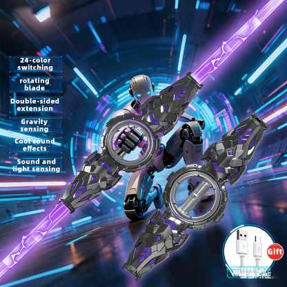 [With sparks] Spark double-edged sword, rotating fire-breathing, two-sided expansion, spark lightsaber