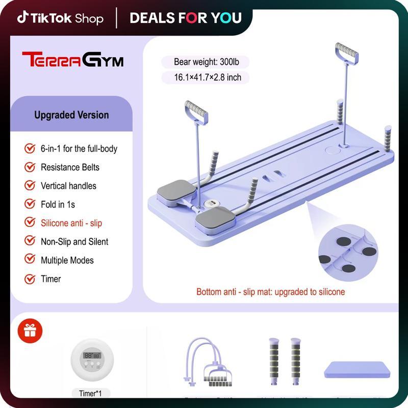 TerraGym Pilates Board,Multi-functional Ab Exercise Board,FoldableHome Pilates Reformer with Knee Mat ,Timer andResistance Bands,Abs Workout Equipment forAbdominal & Core Strength Training #TikTokShopBlackFriday  #TikTokShopCyberMonday-zzh