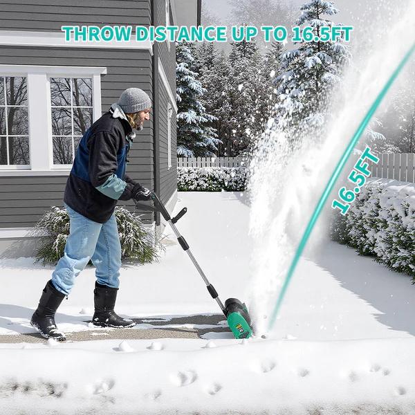【Battery or Wired  】GARVEE 20V 12-Inch Cordless Brushless Electric Snow Shovel with 4.0Ah Battery，16.5ft Snow Throwing Distance, 4.7in Cleaning Depth for Driveway & Steps