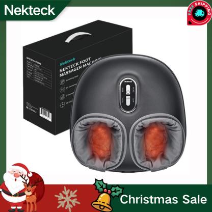Nekteck Shiatsu Foot Massager Machine with Soothing Heat, Deep Kneading Therapy, Air Compression, Improve Blood Circulation and Foot Wellness Brown