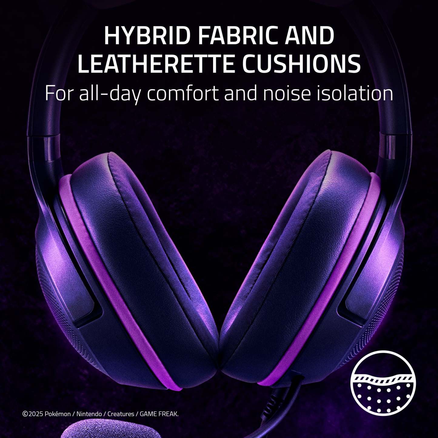 Razer Kraken Kitty V2 USB PC Gaming Headset, Stream Reactive, Pokemon Gengar Edition