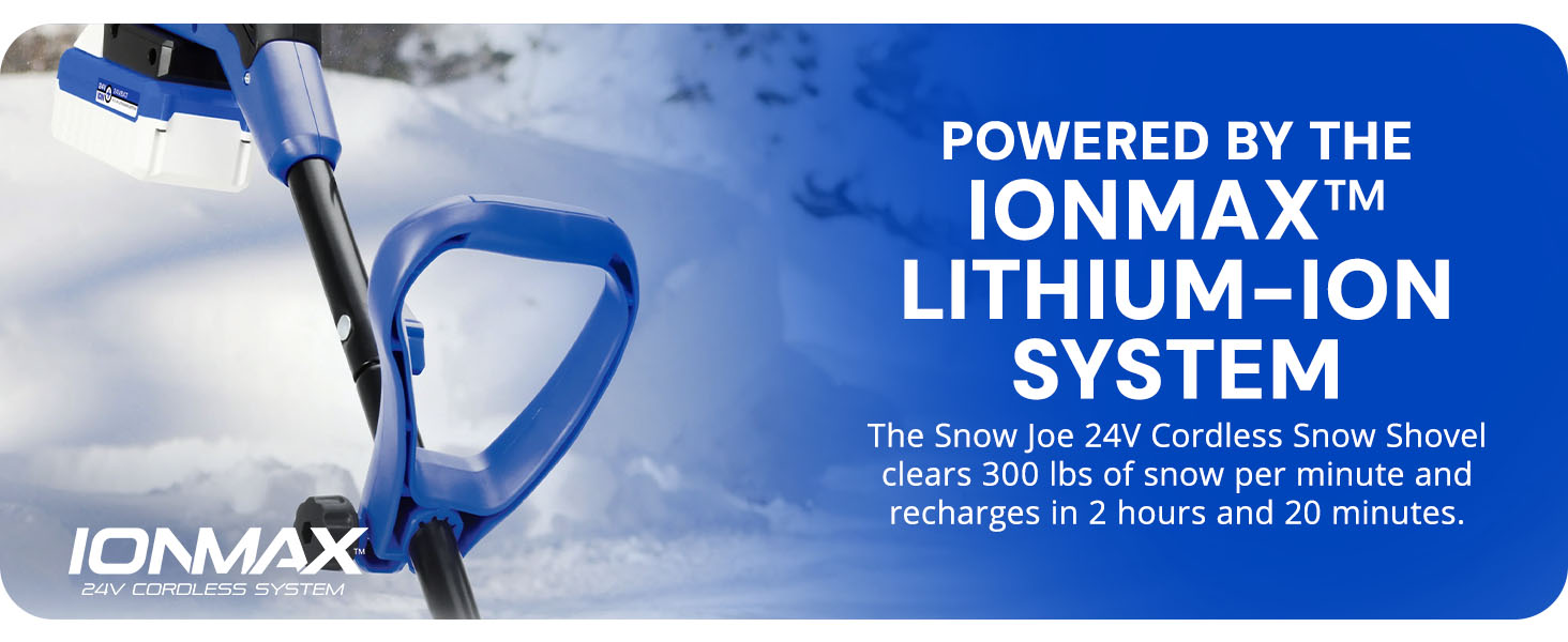 Snow Joe IONMAX 24-Volt Cordless Battery-Powered Snow Shovel Bundle, 13-In, Blue