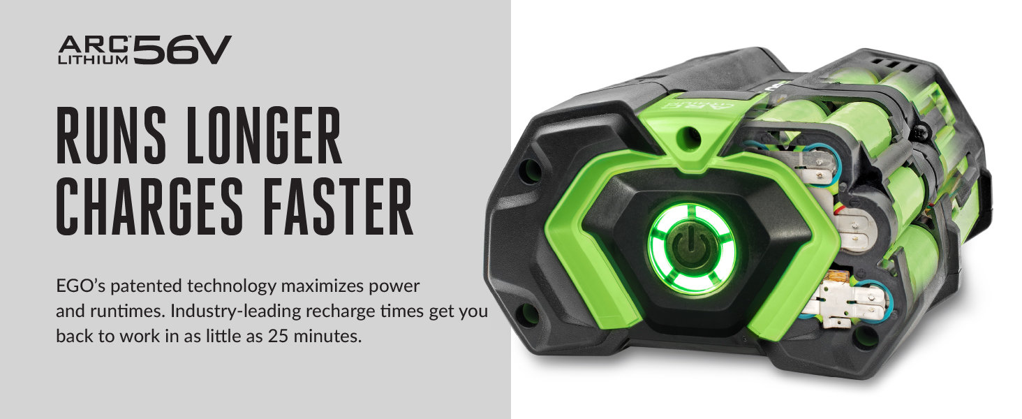 Inside of EGO battery built to run longer and charge faster