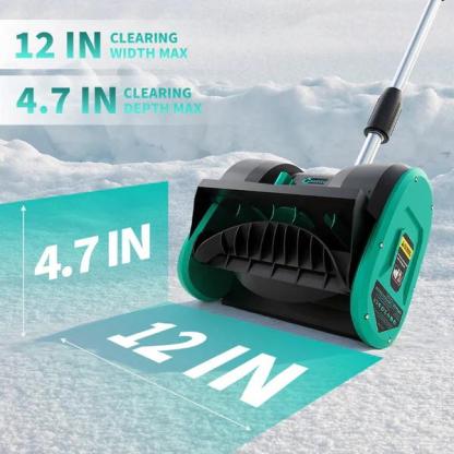 【Battery or Wired  】GARVEE 20V 12-Inch Cordless Brushless Electric Snow Shovel with 4.0Ah Battery，16.5ft Snow Throwing Distance, 4.7in Cleaning Depth for Driveway & Steps
