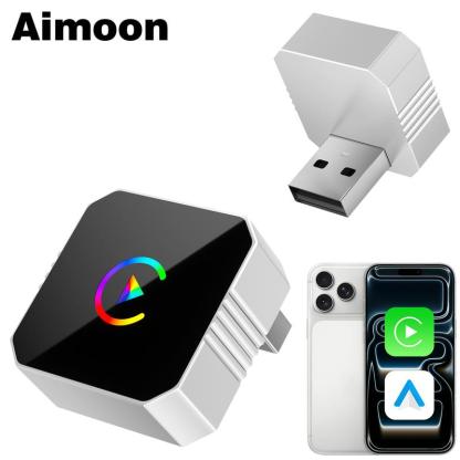 [Christmas Picks with CarPlay] Aimoon Mini Orange Blue Silver Cube Pro  3.0 Wireless CarPlay & Android Auto Adapter 2026– Plug & Play, Fast Auto-Reconnect
