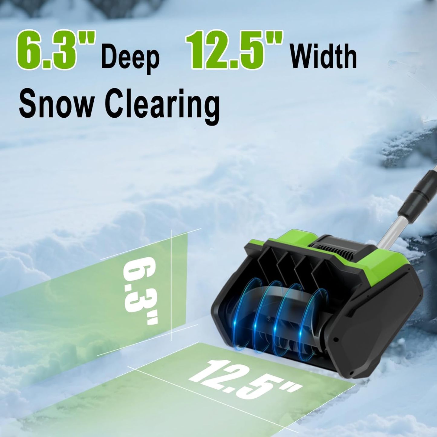 Cordless Snow Shovel, 21V Electric Cordless Snow Blower with Battery and Charger, 19FT Throw Distance, Lightweight 9.9lb for Driveway, Steps, Patio, Sidewalk(Red)