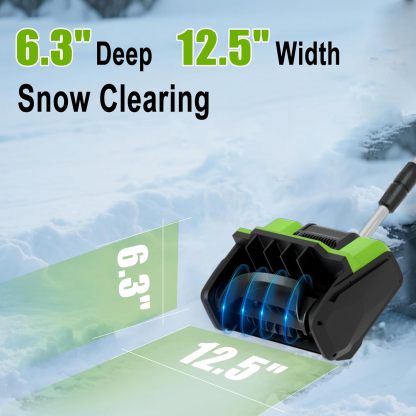 Cordless Snow Shovel, 21V Electric Cordless Snow Blower with Battery and Charger, 19FT Throw Distance, Lightweight 9.9lb for Driveway, Steps, Patio, Sidewalk(Red)