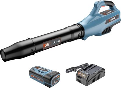 SENIX 2X2 40V Max Cordless Snow Blower with Variable-Speed Steel Auger, 21" Width, 12" Depth, 33ft Max Throw, 1800W Brushless Motor,10000mAh Batteries & LED Lights 680Lbs/Min Snow Capacity(STX2-M1)