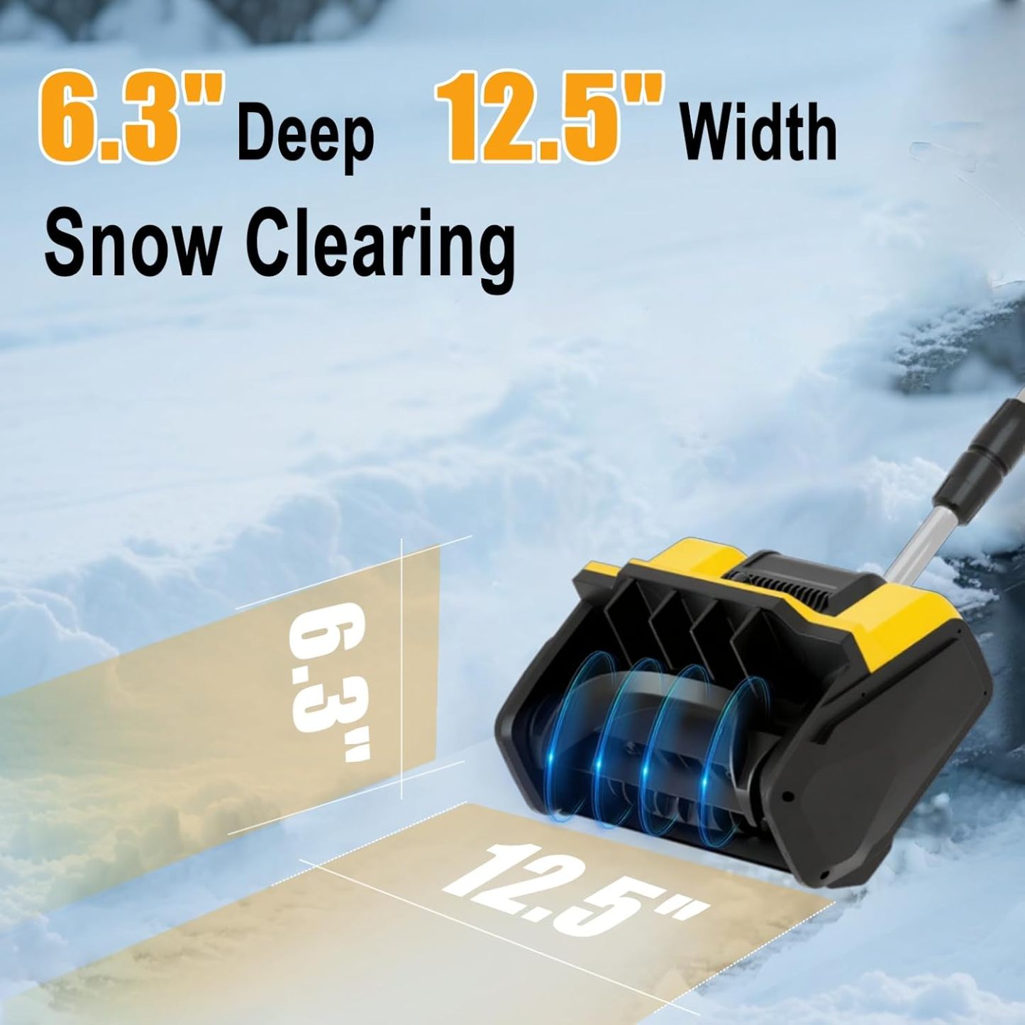 Cordless Snow Shovel, 21V Electric Cordless Snow Blower with Battery and Charger, 19FT Throw Distance, Lightweight 9.9lb for Driveway, Steps, Patio, Sidewalk(Red)