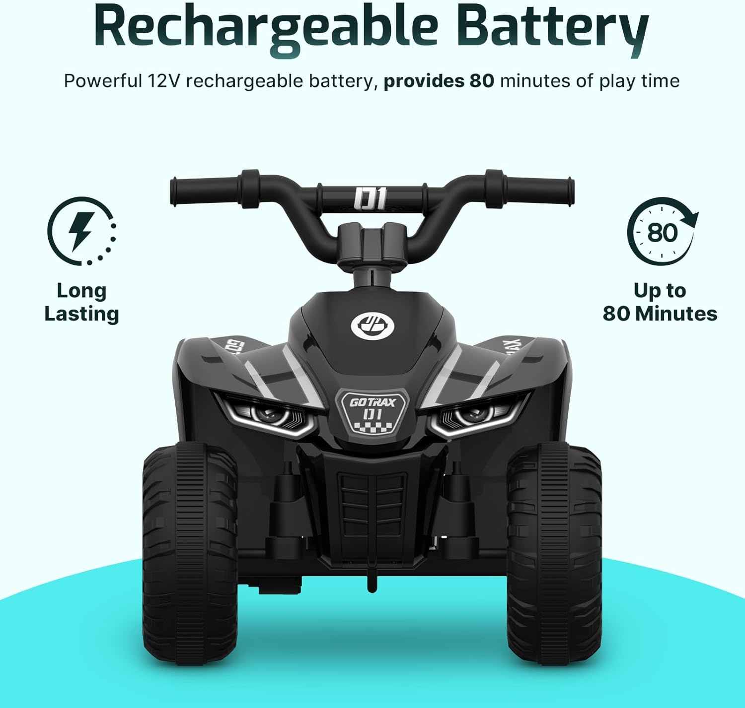 Gotrax RT1 Ride on Toys for Toddlers 1.5-4, Safe 12V Lead-acid Battery up to 80 Minutes, Forward/Reverse 2 Gears, Max 1.5MPH Speed&8" Big Tire, Electric Vehicle ATV Car Best Gift for Age1.5–4 Boy Girl