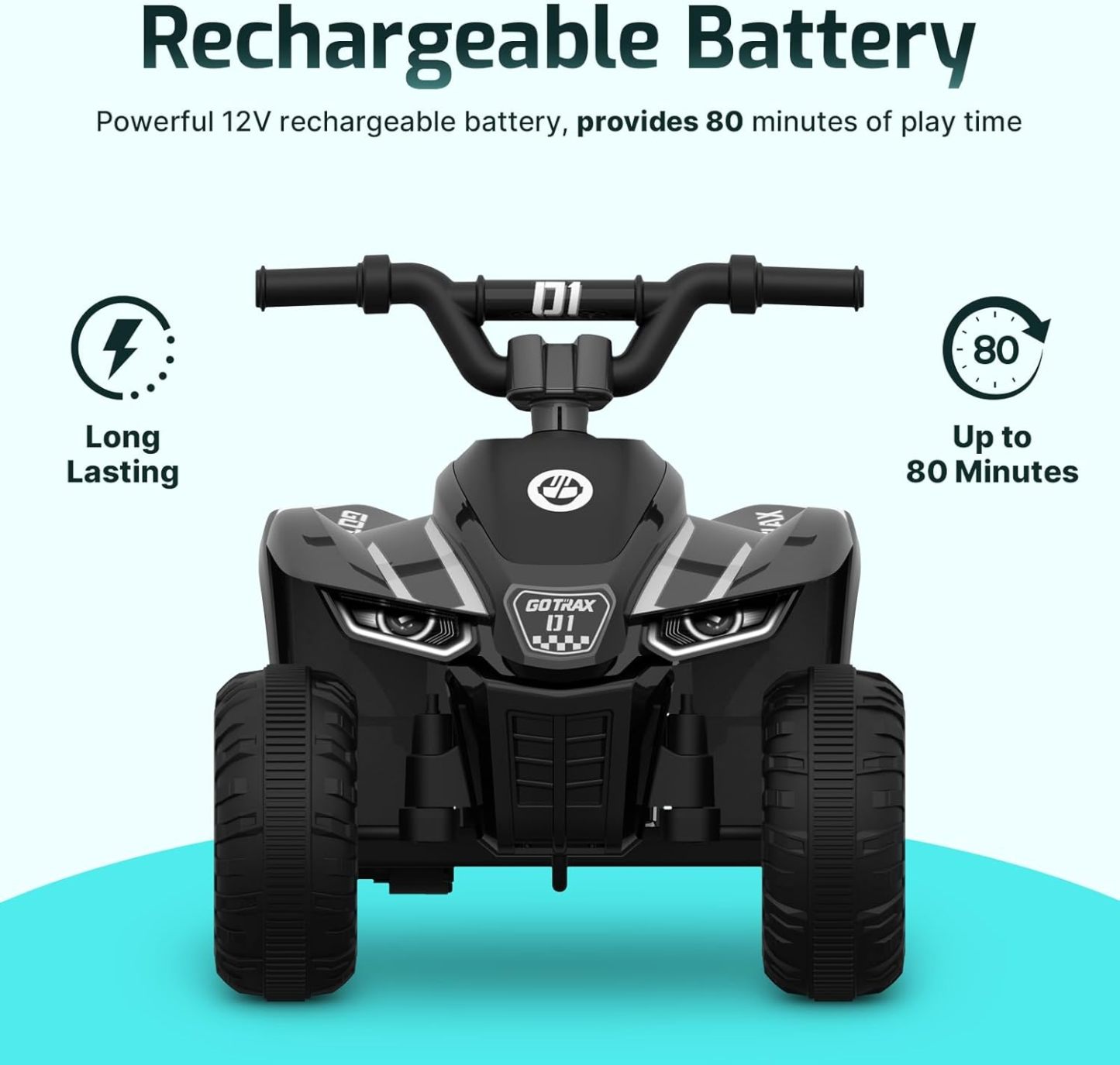 Gotrax RT1 Ride on Toys for Toddlers 1.5-4, Safe 12V Lead-acid Battery up to 80 Minutes, Forward/Reverse 2 Gears, Max 1.5MPH Speed&8" Big Tire, Electric Vehicle ATV Car Best Gift for Age1.5–4 Boy Girl
