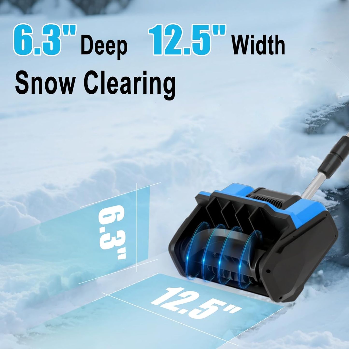 Cordless Snow Shovel, 21V Electric Cordless Snow Blower with Battery and Charger, 19FT Throw Distance, Lightweight 9.9lb for Driveway, Steps, Patio, Sidewalk(Red)