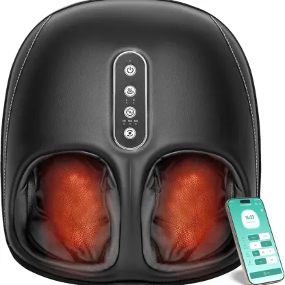 Nekteck Shiatsu Foot Massager Machine with Soothing Heat, Deep Kneading Therapy, Air Compression, Improve Blood Circulation and Foot Wellness Brown