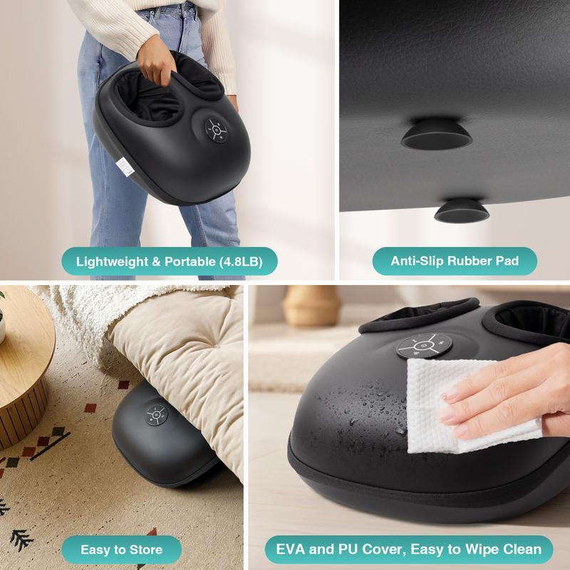 Nekteck Shiatsu Foot Massager Machine with Soothing Heat, Deep Kneading Therapy, Air Compression, Improve Blood Circulation and Foot Wellness Brown