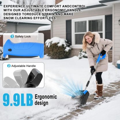 Cordless Snow Shovel, 21V Electric Cordless Snow Blower with Battery and Charger, 19FT Throw Distance, Lightweight 9.9lb for Driveway, Steps, Patio, Sidewalk(Red)