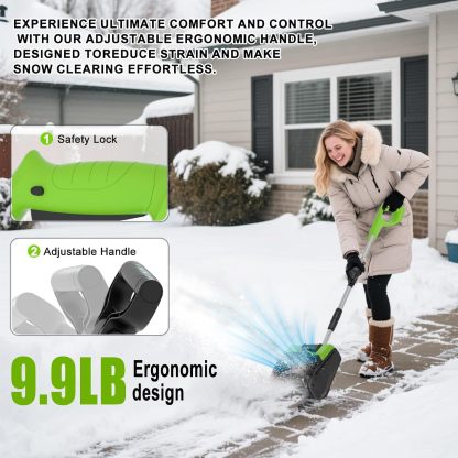 Cordless Snow Shovel, 21V Electric Cordless Snow Blower with Battery and Charger, 19FT Throw Distance, Lightweight 9.9lb for Driveway, Steps, Patio, Sidewalk(Red)