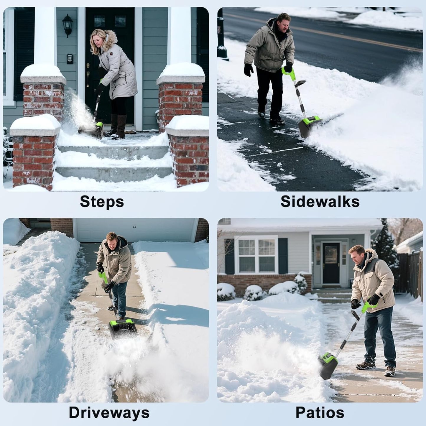 Cordless Snow Shovel, 21V Electric Cordless Snow Blower with Battery and Charger, 19FT Throw Distance, Lightweight 9.9lb for Driveway, Steps, Patio, Sidewalk(Red)