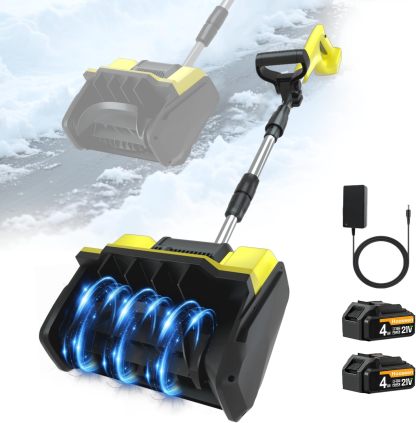 Cordless Snow Shovel, 21V Electric Cordless Snow Blower with Battery and Charger, 19FT Throw Distance, Lightweight 9.9lb for Driveway, Steps, Patio, Sidewalk(Red)