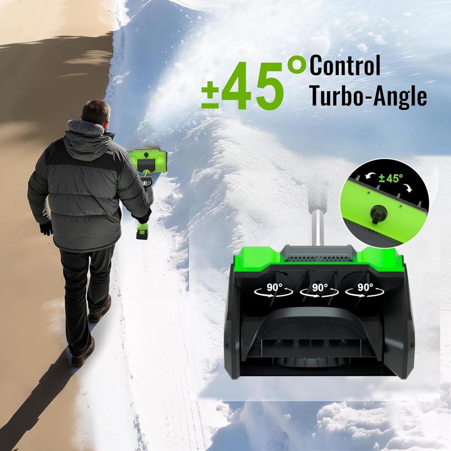 Cordless Snow Shovel, 21V Electric Cordless Snow Blower with Battery and Charger, 19FT Throw Distance, Lightweight 9.9lb for Driveway, Steps, Patio, Sidewalk(Red)