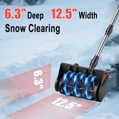 Cordless Snow Shovel, 21V Electric Cordless Snow Blower with Battery and Charger, 19FT Throw Distance, Lightweight 9.9lb for Driveway, Steps, Patio, Sidewalk(Red)