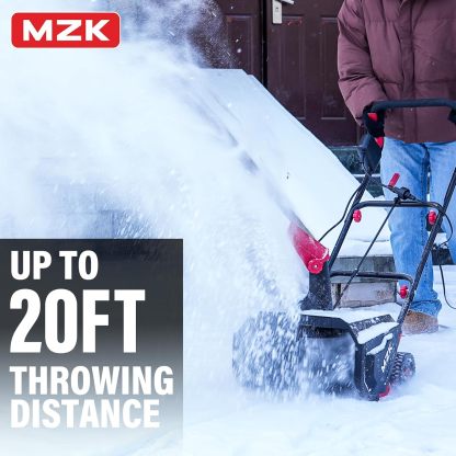 MZK 15.9-Inch Electric Walk-Behind Snow Blower with 20ft Throwing Distance, Electric Snow Blower with 13-Amp Motor,Directional Chute Control, Black