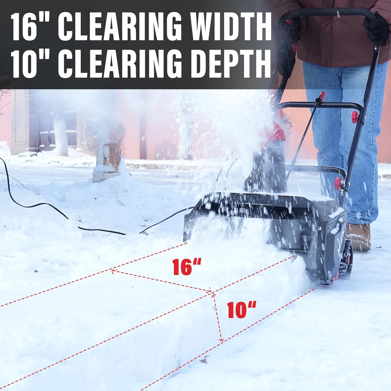 MZK 15.9-Inch Electric Walk-Behind Snow Blower with 20ft Throwing Distance, Electric Snow Blower with 13-Amp Motor,Directional Chute Control, Black