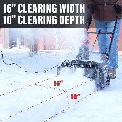 MZK 15.9-Inch Electric Walk-Behind Snow Blower with 20ft Throwing Distance, Electric Snow Blower with 13-Amp Motor,Directional Chute Control, Black