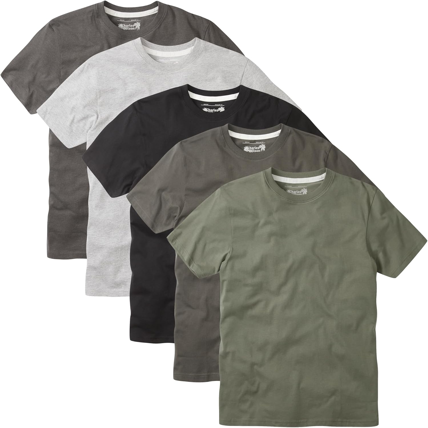 Charles Wilson Men's 5 Pack Crew Neck T-Shirt
